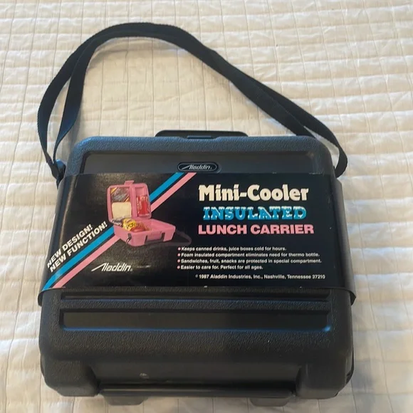 Vintage 80s Aladdin insulated mini cooler lunch box carrier black adults kids